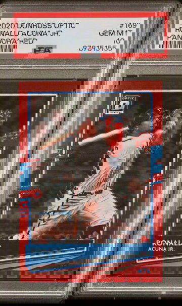 2020 Panini Donruss Optic Ronald Acuna Red Pandora Prizm 8/79 PSA 10 Gem Mint SP