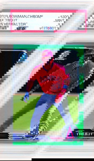 2019 Bowman Chrome #100 Mike Trout Green Refractor PSA 9 MINT!