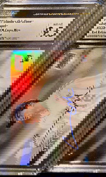 2021 Stadium Club Chrome #SCCBA-CM Casey Mize Red Refractor Auto RC /5 - CSG 9.5 Mint Plus CSG 10 Auto