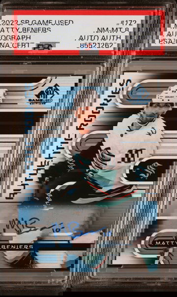 2022 Upper Deck SP Game Used Authentic Rookies Matty Beniers #172 Auto PSA 8