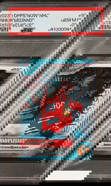 2023 TOPPS NOW NHL STICKERS CONNOR BEDARD #5 BLUE ICE 10 OF 10 ROOKIE RC PSA 10