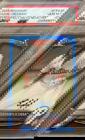 2025 Bowman Aroon Escobar Blue Refractor /150 PSA 10