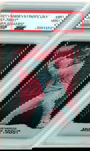 2021 Panini Father's Day #BB1 Mike Trout Escher Squares PSA 9 MINT!