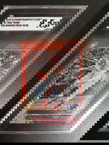 2019-20 panini hoops Premium stock #1 Trae Young red shimmer prism 39/88