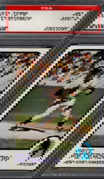 1973 Topps #82 Fritz Peterson PSA Mint 9