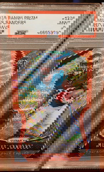 Miles Sanders RC 2019 Prizm #326 Red Wave /149 PSA 9