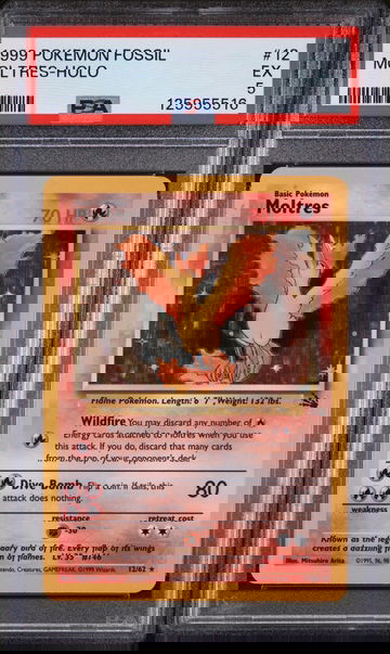 1999 Pokemon Fossil Holo Moltres #12 PSA 5