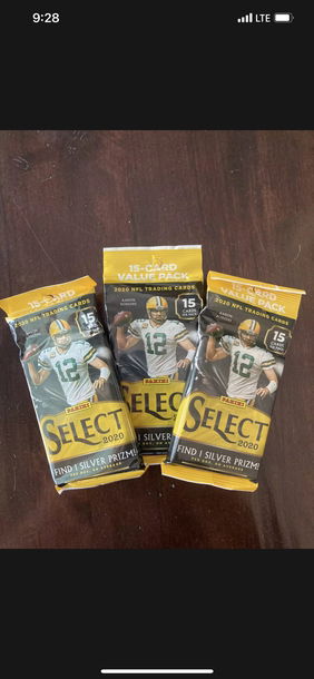 2020 Panini Select Football 15 Card Cello (Fat Pack) - Silver Prizm - LOT OF 3.