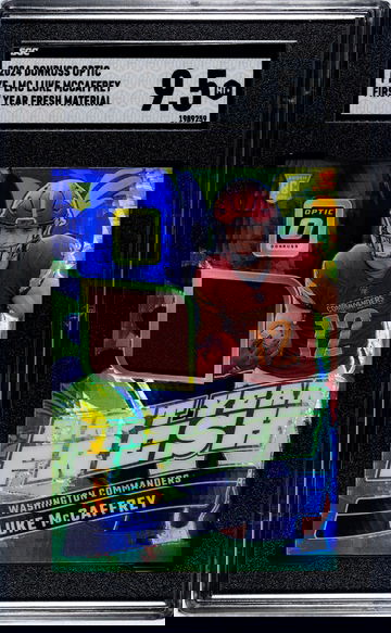 2024 Donruss Optic #FYF-LMC Luke Mccaffrey First Year Fresh Mat. SGC 9.5