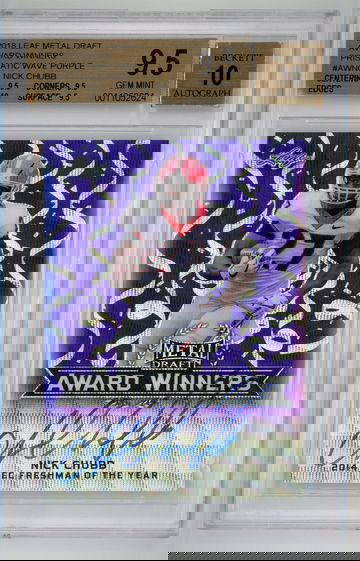 2018 Leaf Metal Draft Award Winners Prismatic Wave Purple Auto /15 Nick Chubb BGS 9.5 w 10 Autograph Pop 2 !!!