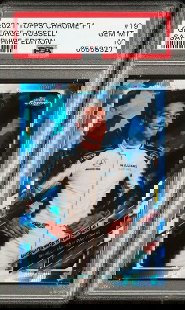 2021 TOPPS CHROME F1 GEORGE RUSSELL #19 SAPPHIRE PSA 10 GEM MINT