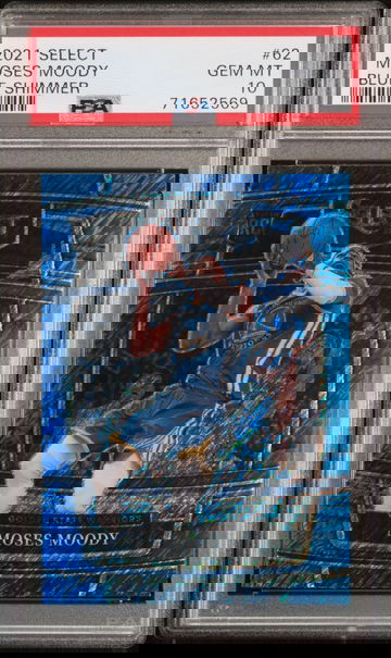 2021 Panini Select Blue Shimmer Moses Moody #62 PSA 10
