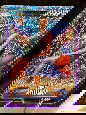 2024-25 Topps Chrome  Cody Williams  Purple Speckle Refractor  /299  Rookie RC  Jazz