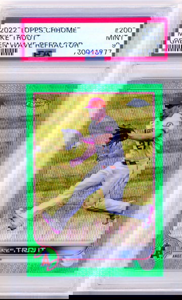 2022 Topps Chrome #200 Mike Trout Green Wave Refractor PSA 9 MINT!