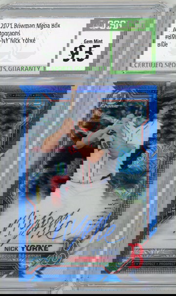 2021 Bowman Chrome Mega Box Nick Yorke Auto Blue Mojo Refractor CSG 9.5 / 10 Autograph Boston Red Sox