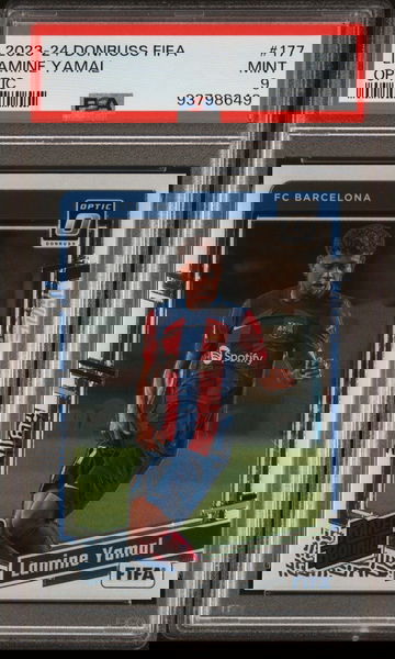 2023-24 PANINI DONRUSS LAMINE YAMAL PANINI FIFA OPTIC #177 RC ROOKIE PSA 9