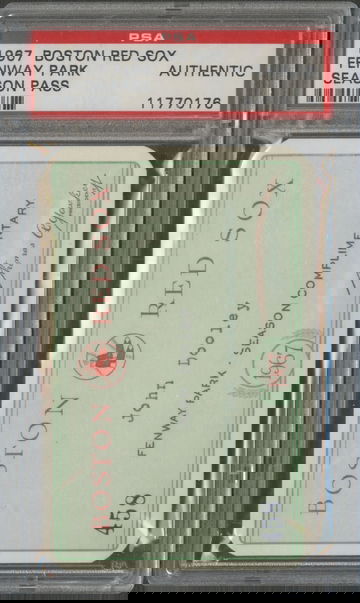 1967 Red Sox Fenway Park Season Pass  PSA Authentic w/ cover