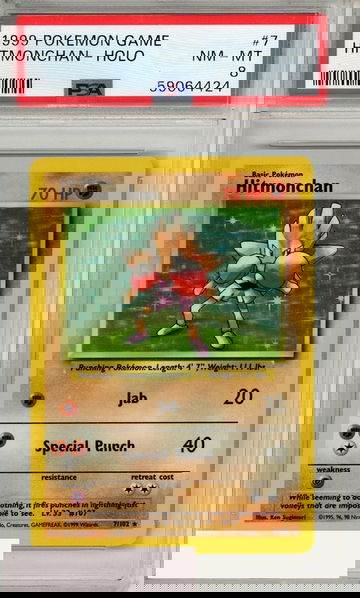1999 POKEMON GAME HITMONCHAN-HOLO #7 PSA 8 NM-MT