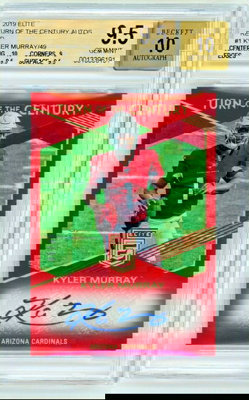 KYLER MURRAY 2019 Panini Elite Turn of the Century RED Auto Rc #9/49 BGS 9.5/10 Gem Mint