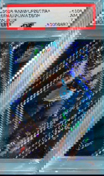 2018 Spectra Neon Blue Disco Prizm #108 Deshaun Watson /75 PSA 7 NM Texans