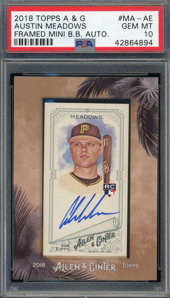 2018 TOPPS ALLEN & GINTER AUSTIN MEADOWS PIRATES RAYS ROOKIE AUTO PSA 10 POP 12!