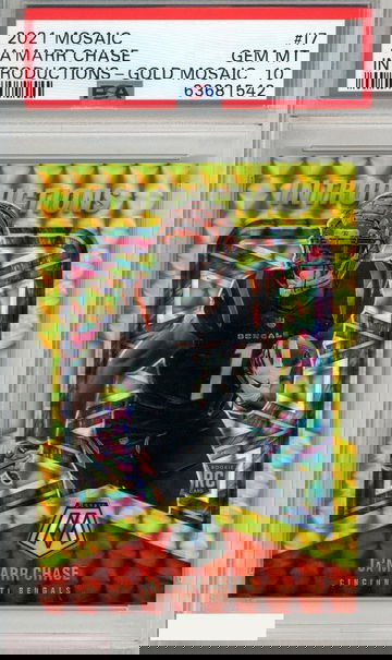 2021 PANINI MOSAIC INTRODUCTIONS JA MARR CHASE #I7 GOLD PSA 10 GEM MT RC