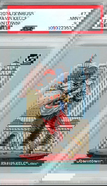 2024 PANINI DONRUSS DOWNTOWN! TRAVIS KELCE #7 CHIEFS PSA 9 MINT
