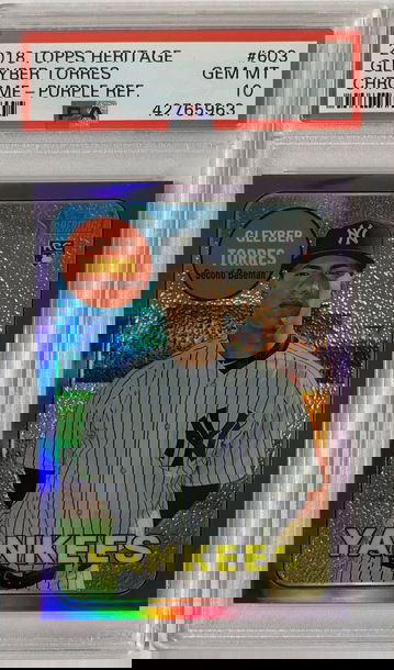 2018 Topps Heritage Gleyber Torres Chrome - Purple Refractor PSA 10 Gem Mint #603