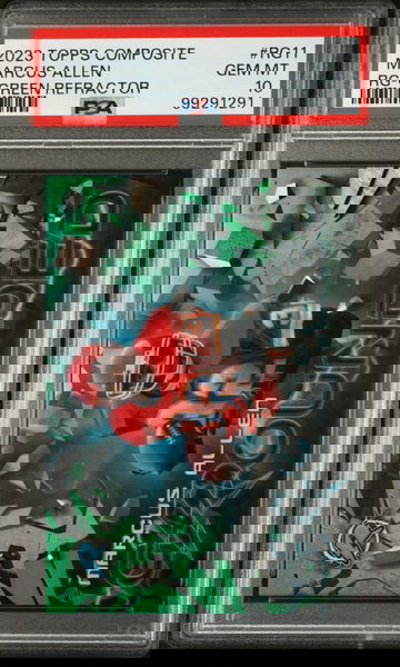 Marcus Allen 2023 Topps Resurgence Grounded #RG-11 Green Refractor 43/99 PSA 10