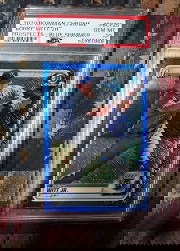 2020 BOWMAN CHROME BOBBY WITT JR. MOJO MEGA BOX - BLUE REFRACTOR 75/150 PSA 10