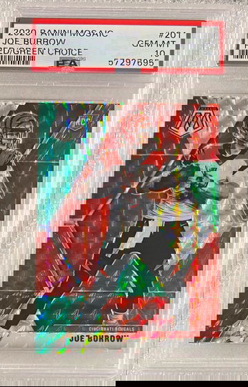 2020 Panini Mosaic Joe Burrow RC #201 Red/Green Choice Prizm SP PSA 10 GEM MINT