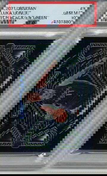 2021 PANINI OBSIDIAN PITCH BLACK E/E GREEN #9 LUKA DONCIC /25 PSA 10 LOW POP