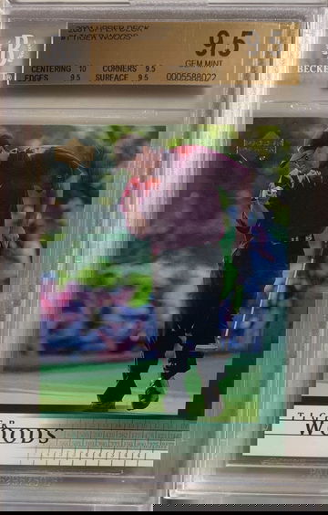 2001 Upper Deck Tiger Woods RC BGS 9.5 True Gem - Please note sticker residue on case