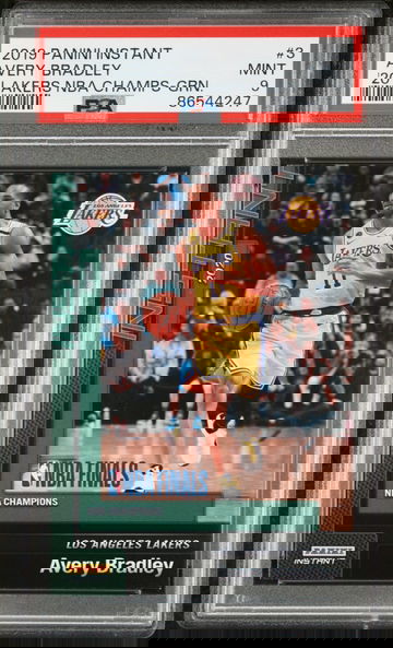 Avery Bradley 2020 Panini LA Lakers NBA Champions #3 Green Card 10/10 PSA 9 Mint