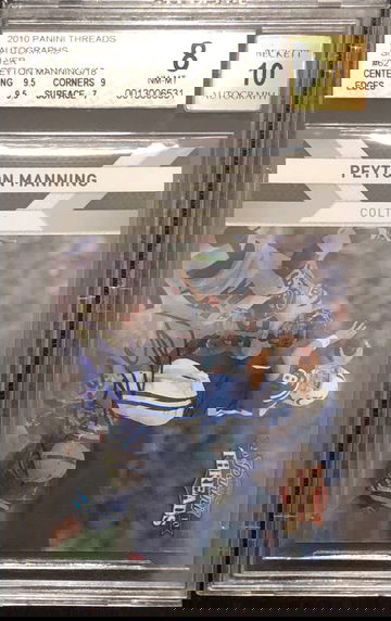 2010 Panini Threads Peyton Manning 62 Silver Autographs /18 BGS NM MT 10 Auto