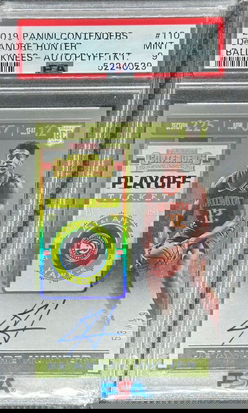 2019-20 Panini Contenders Deandre Hunter Rookie Playoff Ticket /99 PSA 9 MINT Hawks
