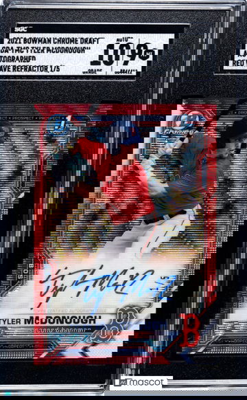 2021 Bowman Chrome Draft Tyler Mcdonough #CDA-TMC Auto. Red Wave Refractor SGC 9