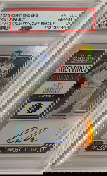 2023-24 Panini Contenders Luka Doncic Veteran Season Ticket Auto The Finals Variation 49/49 #VT-LDD PSA 8