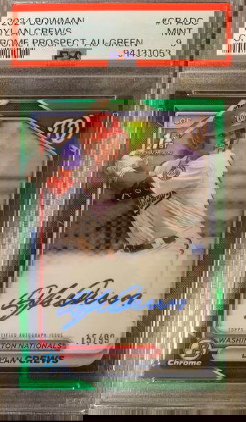 2024 BOWMAN CHROME PROSPECT AUTOS GREEN REFRACTOR #CPADC DYLAN CREWS 15/99 PSA 9