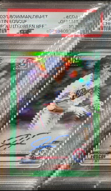 2020 Bowman Draft Justin Foscue Green 1st Auto PSA 10