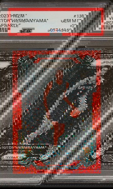 2023 PANINI PRIZM VICTOR WEMBANYAMA ROOKIE RED SPARKLE SSP PSA 10