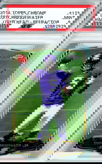 2014 TOPPS CHROME TEDDY BRIDGEWATER #173 BALL OVER HEAD-REFRACTOR ROOKIE PSA 9