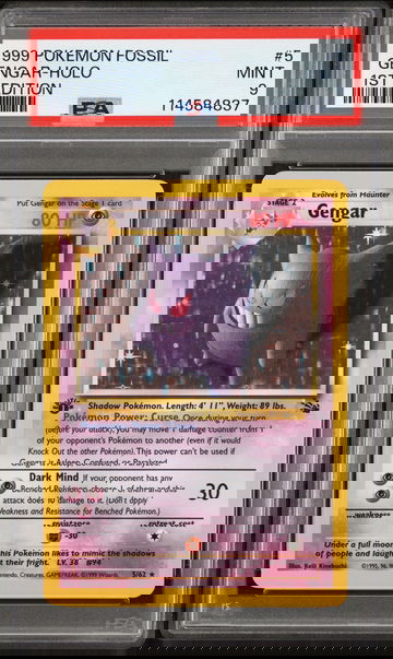 1999 Pokemon Fossil 1st Edition Holo Gengar #5 PSA 9
