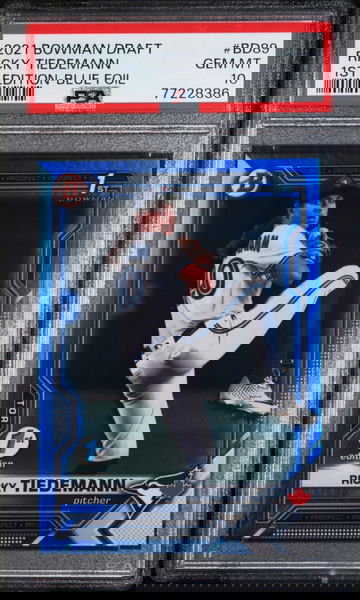 PSA 10 2021 Bowman Draft 1st Edition Ricky Tiedemann /150 Blue Foil Color Match 