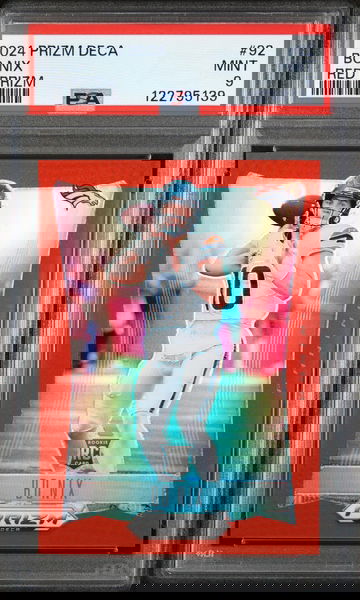 2024 Panini Prizm Deca Red Prizm Bo Nix #92 RC /199 PSA 9