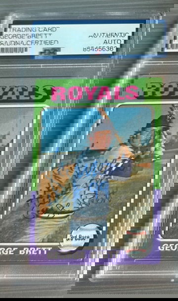 1975 Topps #228 George Brett - Signed Rookie Card - RC - PSA Authentic with HOF Inscription 