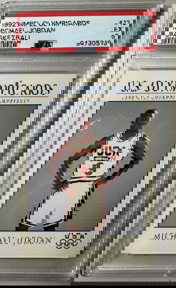 1992 IMPEL OLYMPICARDS #12 MICHAEL JORDAN PSA EX 5