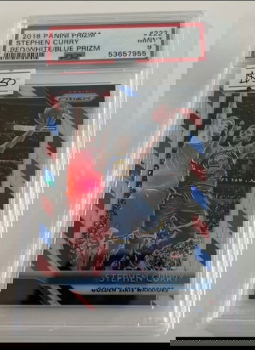 2018 Panini Prizm Red/White/Blue Stephen Curry PSA9