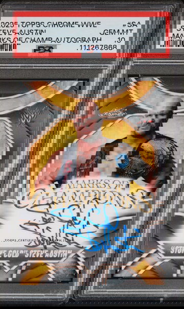 2025 Topps Chrome WWE Marks of Champions Steve Austin #MOC-SA Auto PSA 10