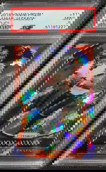 2019 Panini Prizm Red Ice #71 Lamar Jackson Baltimore Ravens PSA 9 Mint MVP